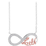 10k White Gold Pink 2-tone Womens Diamond Religious Infinity Pendant Necklace 1/10 Cttw