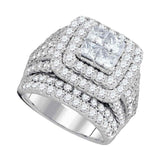 14kt White Gold Princess Diamond Bridal Wedding Ring Band Set 5 Cttw