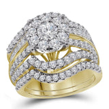 14kt Yellow Gold Round Diamond Bridal Wedding Ring Band Set 2-3/8 Cttw