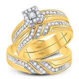 10kt Yellow Gold His & Hers Round Diamond Solitaire Matching Bridal Wedding Ring Band Set 1/3 Cttw