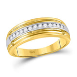 10kt Yellow Gold Mens Round Diamond Single Row Band Ring 1/4 Cttw