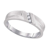 10kt White Gold Mens Round Diamond Wedding Band Ring 1/20 Cttw