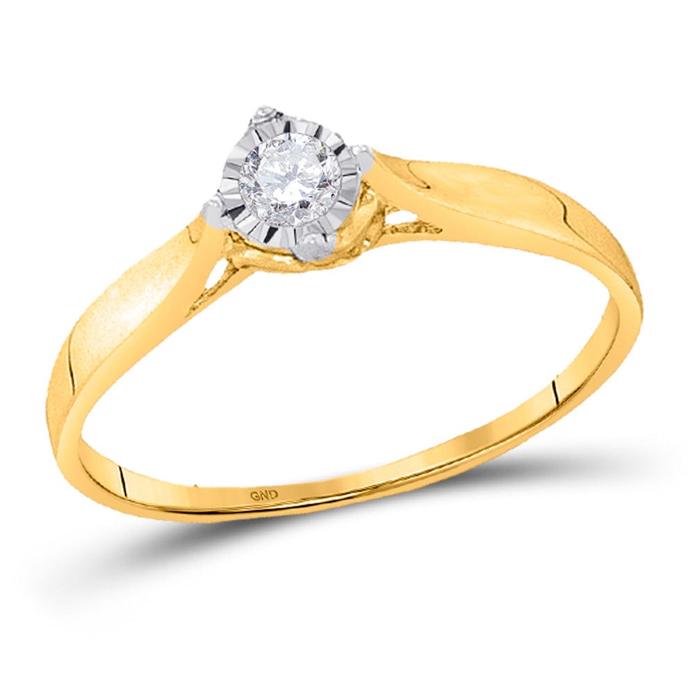 10kt Yellow Gold Womens Round Diamond Solitaire Promise Ring 1/12 Cttw