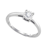 10kt White Gold Womens Round Diamond Solitaire Promise Ring 1/6 Cttw