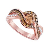 14kt Rose Gold Round Brown Diamond Solitaire Bridal Wedding Engagement Ring 1-1/3 Cttw