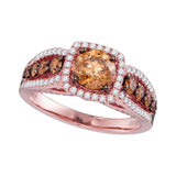 14kt Rose Gold Round Brown Diamond Solitaire Bridal Wedding Engagement Ring 1-/8 Cttw