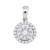 14kt White Gold Womens Round Diamond Concentric Circle Frame Cluster Pendant 1/3 Cttw
