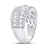 14kt White Gold Womens Round Diamond Five Row Band Ring 2.00 Cttw