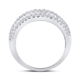 14kt White Gold Womens Round Diamond Five Row Band Ring 2 Cttw