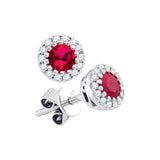 14kt White Gold Womens Round Ruby Solitaire Diamond Stud Earrings 5/8 Cttw