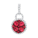 14kt White Gold Womens Round Ruby Cluster Pendant 3/4 Cttw