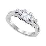 18kt White Gold Baguette Diamond Cluster Bridal Wedding Engagement Ring 1/2 Cttw
