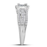 18kt White Gold Baguette Diamond Cluster Bridal Wedding Engagement Ring 3/4 Cttw