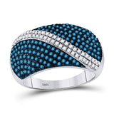 10kt White Gold Womens Round Blue Color Enhanced Diamond Fashion Ring 1 Cttw