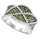 10kt White Gold Womens Round Green Color Enhanced Natural Diamond Band Ring 1.00 Cttw