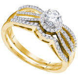 10kt Yellow Gold Womens Round Diamond Split-shank Bridal Wedding Engagement Ring Band Set 3/8 Cttw