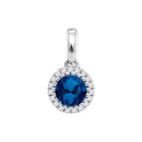 14kt White Gold Womens Round Natural Blue Sapphire Solitaire Pendant 5/8 Cttw