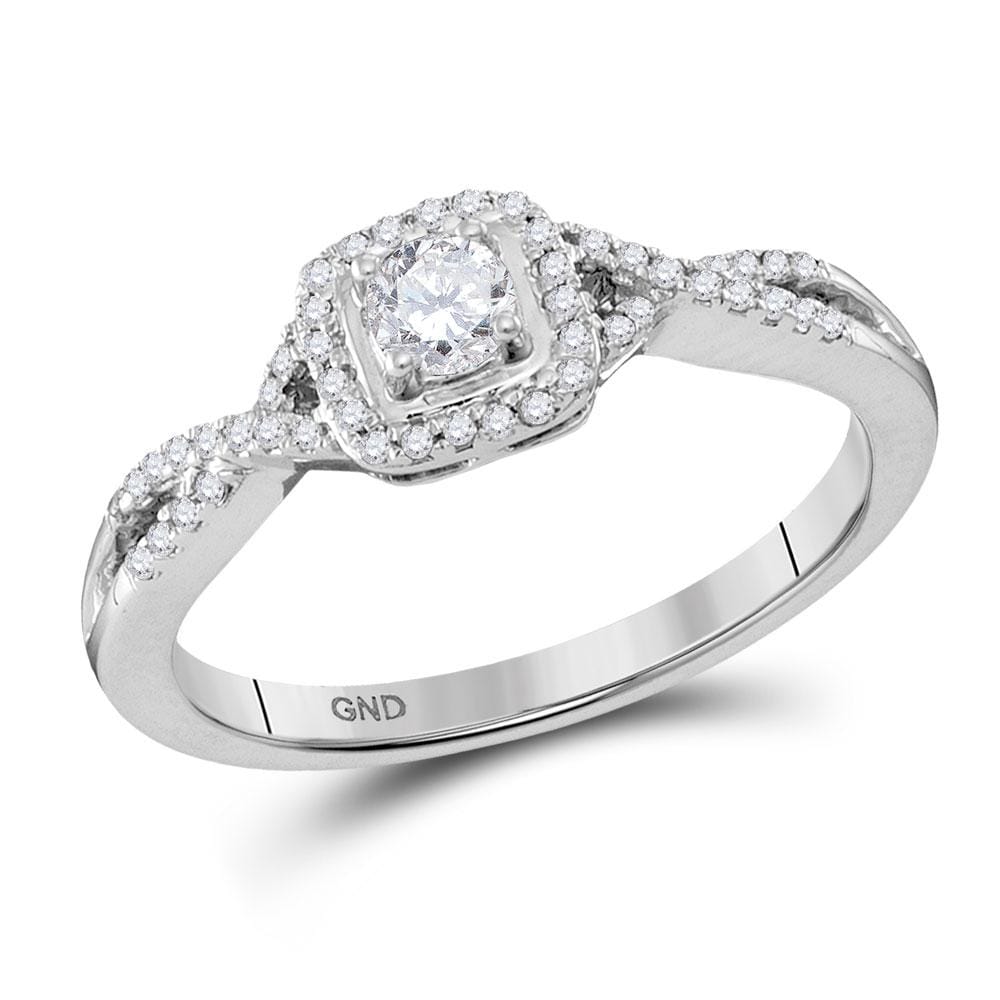 10kt White Gold Round Diamond Solitaire Twist Bridal Wedding Engagement Ring 1/3 Cttw