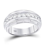 10kt White Gold Mens Round Diamond Wedding Band Ring 1 Cttw