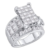 14kt White Gold Womens Elevated Princess Diamond Cluster Bridal Wedding Engagement Ring 1-1/2 Cttw
