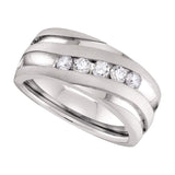 10kt White Gold Mens Round Diamond Diagonal Wedding Band Ring 1/2 Cttw