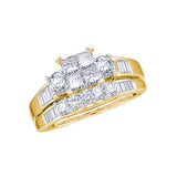 14kt Yellow Gold Princess Diamond Bridal Wedding Ring Band Set /8 Cttw