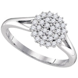 10kt White Gold Womens Round Diamond Concentric Circle Cluster Ring 1/3 Cttw