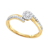 10kt Yellow Gold Womens Round Diamond Cluster Bridal Wedding Engagement Ring 1/4 Cttw