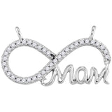 10kt White Gold Womens Round Diamond Mom Infinity Pendant Necklace 1/5 Cttw