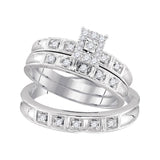 10kt White Gold His Hers Round Diamond Solitaire Matching Wedding Set 1/3 Cttw