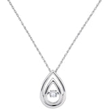 10kt White Gold Womens Round Diamond Moving Twinkle Solitaire Teardrop Pendant 1/6 Cttw