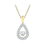 10kt Yellow Gold Womens Round Diamond Moving Twinkle Solitaire Teardrop Pendant 3/8 Cttw