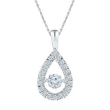 10kt White Gold Womens Round Diamond Moving Twinkle Solitaire Teardrop Pendant 3/8 Cttw