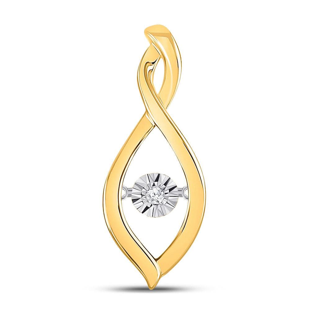 10kt Yellow Gold Womens Round Diamond Moving Twinkle Solitaire Pendant .03 Cttw