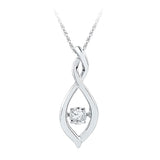 Sterling Silver Womens Round Diamond Infinity Twinkle Moving Pendant .03 Cttw