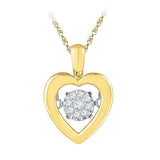 10kt Yellow Gold Womens Round Diamond Moving Twinkle Heart Pendant 1/20 Cttw