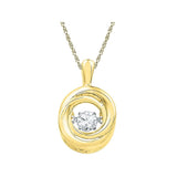 10kt Yellow Gold Womens Round Diamond Twinkle Moving Solitaire Pendant 1/4 Cttw