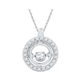 10kt White Gold Womens Round Diamond Circle Moving Twinkle Pendant 1/4 Cttw