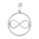 Sterling Silver Womens Round Diamond Infinity Circle Pendant 1/4 Cttw