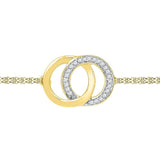 10kt Yellow Gold Womens Round Diamond Linked Circles Fashion Bracelet 1/12 Cttw