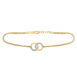 10kt Yellow Gold Womens Round Diamond Linked Circle Fashion Bracelet 1/10 Cttw