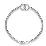 Sterling Silver Womens Round Diamond Linked Circles Fashion Bracelet 1/10 Cttw