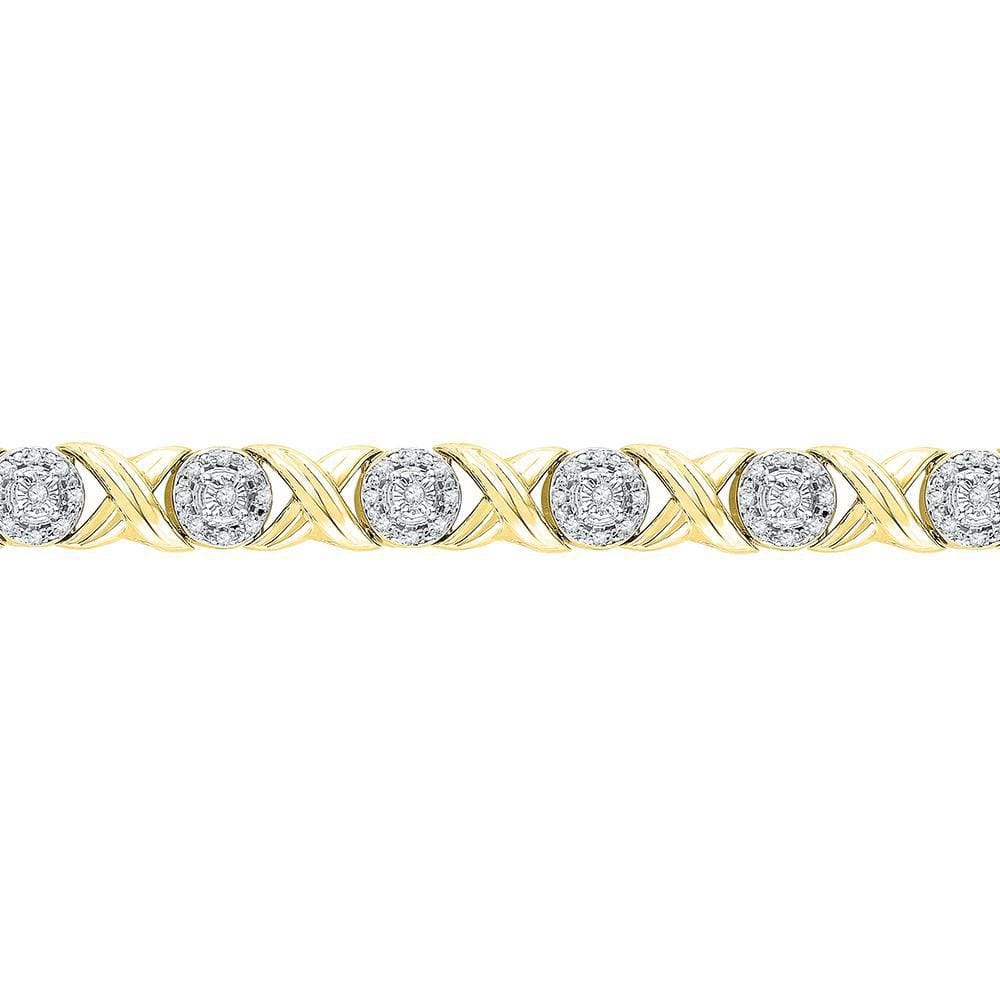 10kt Yellow Gold Womens Round Diamond Fashion Bracelet 5/8 Cttw