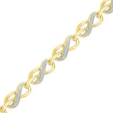 10kt Yellow Gold Womens Round Diamond Infinity Link Fashion Bracelet 1/5 Cttw