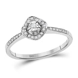 10kt White Gold Womens Round Diamond Solitaire Halo Bridal Wedding Engagement Ring 1/6 Cttw