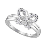 10kt Two-tone Gold Womens Round Diamond Butterfly Bug Ring 1/8 Cttw