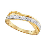 10kt Yellow Gold Womens Round Diamond Crossover Band Ring 1/6 Cttw