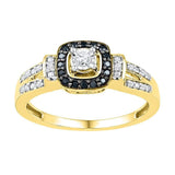 10kt Yellow Gold Womens Round Diamond Solitaire Black Color Enhanced Ring 1/5 Cttw