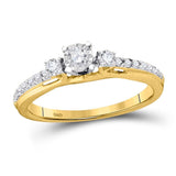 10kt Yellow Gold Round Diamond 3-stone Bridal Wedding Engagement Ring 1/3 Cttw
