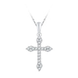 10kt White Gold Womens Round Diamond Cross Crucifix Faith Pendant 1/4 Cttw